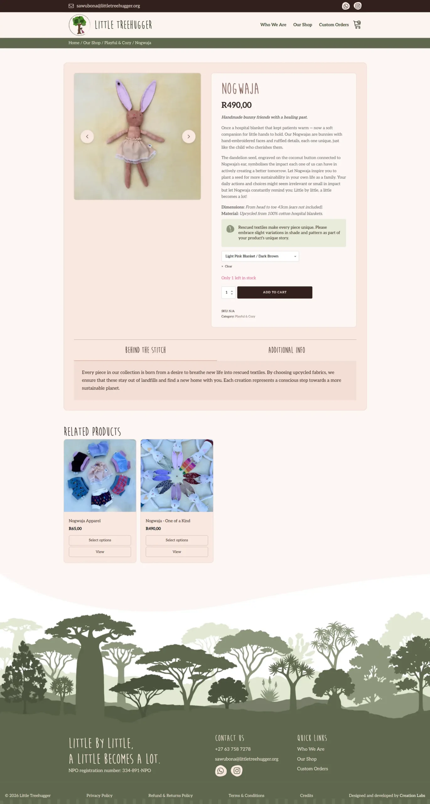 The Nogwaja product page on the Little Treehugger shop