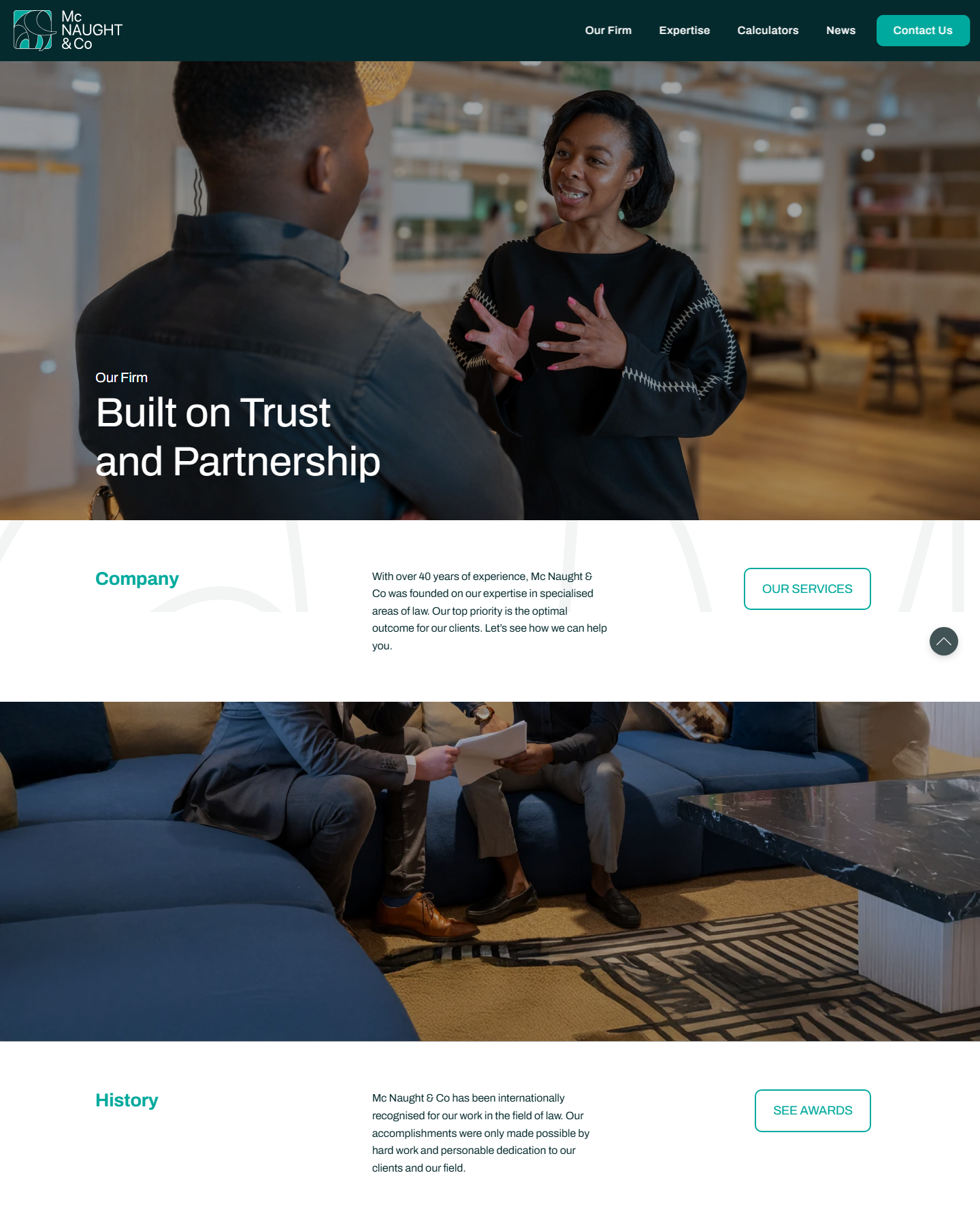 The Our Firm page: "Built on Trust and Partnership"